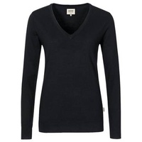 HAKRO Damen V-Pullover Merino-Wolle schwarz, XL