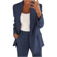 blazer damen kurz Hosenanzug Damen Elegant Festlich Blazer Zweiteiliges Hosenanzüge mit Knöpfen Business 2 Teiler Einfarbig Anzug Set Hohe Taille Anzughose Büro Freizeitanzug Große Größen Sakko - 3XL