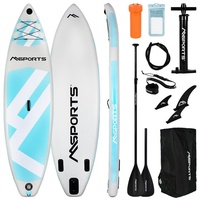 MSports® Inflatable SUP-Board Stand Up Paddle Board Aufblasbar Komplettes Paddleboard inkl. Zubehör blau|grau