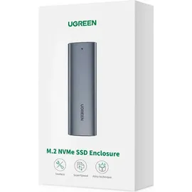 UGREEN 10902 Speicherlaufwerksgehäuse SSD-Gehäuse, M.2 M.2, USB Anschluss, Silber