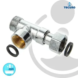 tecuro T-Stück Abzweig Verteiler für Eckventil G 3/8 Messing verchromt