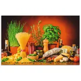 ARTland Spritzschutz Küchenrückwand aus Alu für Küche Herd Spüle 80x50 cm (BxH) mit Motiv Essen Lebensmittel Gemüse Kunst Mediterran Italienisch Bunt S7SM