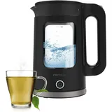 Cecotec Elektrischer Wasserkocher - 1,7L Thermosense 330 Glassy. 2200W, Hochwertiger Borosilikatglas-Korpus, Antikalk-Filter, 360°-Basis, Kabelloser Behälter, Leuchtanzeige