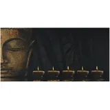 MCW MCW, LED-Bild, Leinwandbild Wandbild Leuchtbild, Timer MVG-zertifiziert ~ 110x55cm Buddha, flackernd