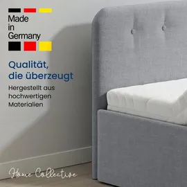 home collective Polsterbett 100x200 cm Doppelbett Bett mit verstellbarem Lattenrost & Bettkasten, gepolstertes Kopfteil, Germany | Grau