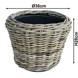 Pflanzkorb Sylter Korb Blumenkorb 36x28cm Rattan Garten Drypot Natur
