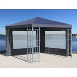 QUICK STAR Rank Pavillon Set 3x3m Metall Partyzelt Anthrazit mit 2 Seitenteilen