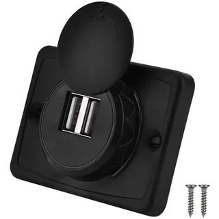 USB Steckdose 12V,USB Einbaubuchse 12V,USB Einbaubuchse,Auto USB Ladegerät,USB Auto Steckdose 3.1A Dual USB Port Autoladegerät Schwarzes Abs USB Anschluss Ladebuchse 12V Led Wasserdi