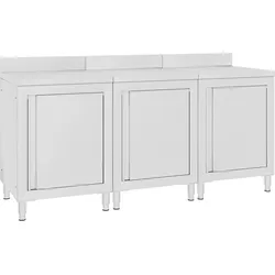 DELUKE® Edelstahl Arbeitsschrank mit Aufkantung LEDO 180x60x96cm, Mit Staufach, Edelstahl Gastro-Arbeitstisch Arbeitsfläche Gastro-Küchenschrank