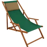 Erst-Holz Deckchair grün Liegestuhl klappbare Sonnenliege Gartenliege Holz Strandstuhl Gartenmöbel 10-304 KD