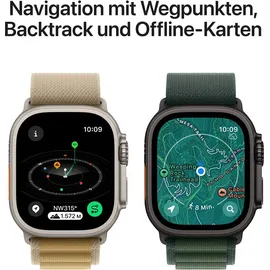 Apple Watch Ultra 2 GPS + Cellular 49 mm Titangehäuse natur, Trail Loop Armband blau M/L