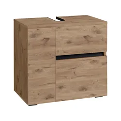 Waschbeckenunterschrank HOME AFFAIRE "Wisla", braun (wiking eiche), B:60cm H:55cm T:35cm, Spanplatte, Schränke, Siphonausschnitt, Push-to-open-Funktion, Breite 60cm, Höhe 55 cm