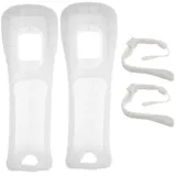 Wii-Controller-Abdeckung, 2pcs Silikonhäute-Hülle mit Handgelenksgurt Nicht-Schlupf-Silikon-Gehäuseabdeckung Beutelhülle kompatibel mit Wii-Fernweiß