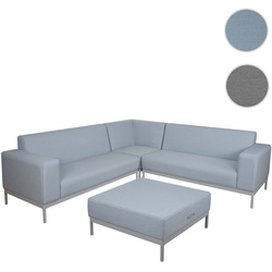 Alu-Garten-Garnitur HWC-C47, Sofa, Outdoor Stoff/Textil ~ blau ohne Ablage, ohne Kissen