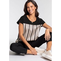 LAURA SCOTT Shirtbluse mit modernen Streifen - NEUE KOLLEKTION Gr. 46, schwarz-beige-gestreift, , 85725117-46
