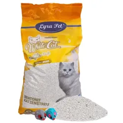 15 Liter Lyra Pet® White Cat® Katzenstreu Bentonit mit Babypuderduft + 2 Mäuse