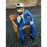 DEKO VERTRIEB BAYERN XL Premium Seemann auf Bank lebensgross 130cm Matrose Garten Deko Figur