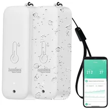 Luminea Home Control 2er-Set WLAN-Außen- und Innen-Temperatur- und Luftfeuchtigkeitssensor