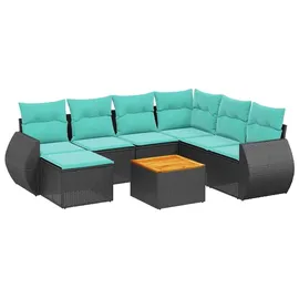 vidaXL Gartensofa-Set 8-tlg. schwarz