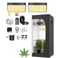 JUNG Growbox Komplettset Anbau Set mit 2X 150W LED Vollspektrum Grow Lampe Dimmbar, 140x140x200 cm, mit Ventilator, Abluft Aktivkohlefilter, Growzelt Anzucht Gewächshaus, Grow Tent Complete Set