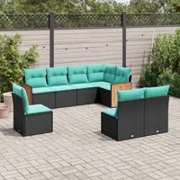 vidaXL Gartensofa-Set 8-tlg. schwarz