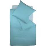 fleuresse Bettwäsche Colours, 100% Baumwolle, 2 teilig, Uni-Mako-Satin, superweich, atmungsaktiv, hochwertige Reißverschlüsse blau