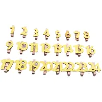 TMTGTS Holzklammern Glitzer 1Set Klammern Zahlen 1 bis 24 Adventskalender Zahlen Holz mit Klammern Deko Klammern Zahlen Adventskalender Buttons für Drinnen Draußen Weihnachten Hängende Deko(Gold1#)