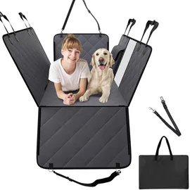 Vevor Autoschondecke Hund Rücksitz, Hundedecke für Auto Rückbank, Hunde Autodecke mit harter Unterseite für die Rückbank, 137 x 61 cm, bis 180 kg, mit Netzfenster und Aufbewahrungstasche für Auto, SUV