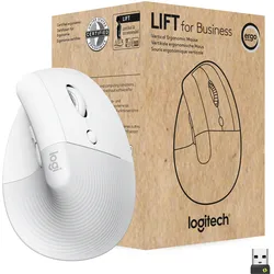 Logitech Wireless Mouse Lift for Business - Vertikale Maus, Ergonomisch geformt, Für Rechtshänder, White