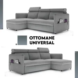 idohome Ecksofa mit Schlaffunktion und Bettkasten Hellgrau