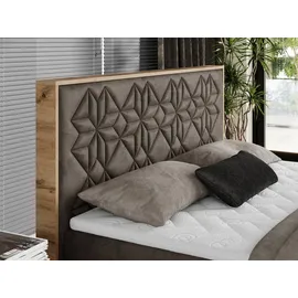 MKS Meble Boxspringbett 160x200 mit Bettkasten, Polsterbett 160x200 mit Matratze H3, Boxspringbett 160x200 mit Kopfteil, Boxspringbett mit Massivholz - Nessi... - Braun