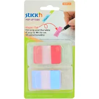 20 Lesezeichen, transparent, 38 x 24 mm, Lesezeichen, selbstklebend, für Informationen, Blau und Koralle, Material für Schule und Büro, Stick'n For Kids
