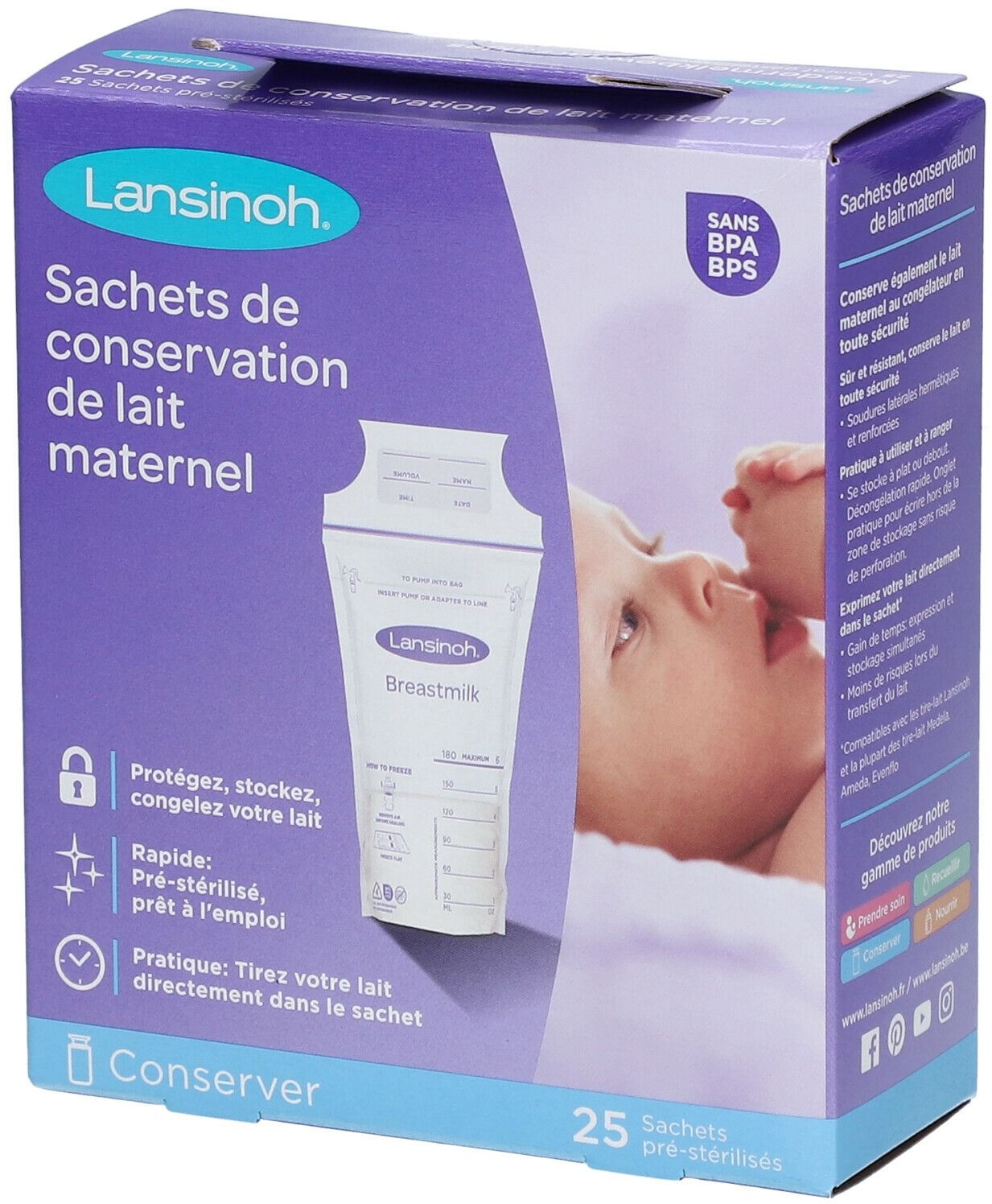 Lansinoh® Sachets de lait maternel 25 pc(s) sachet(s)