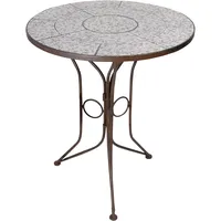 Gartentisch Barock, Tisch mit krakelierten Keramik Kacheln im Barock Stil, Eisen