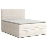 Deine Möbel 24 Boxspringbett DARO Boxbett Polsterbett Komplettbett Bett mit einer Matratze H4 (Taschenfederkernmatratzen 7 Zonen H4 Grau Hellgrau Schwarz Anthrazit Beige Samt Velour, 2-St., Taschen-federkernmatratze 7 Zonen H4 PREMIUM Bett), inkl Topper, Bettkasten 120x200 140x200 160x200 180x200 200x200 beige