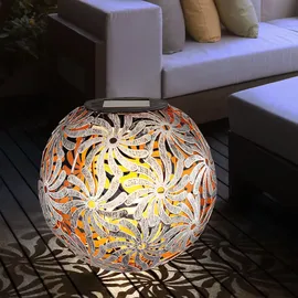 GLOBO LED Solar Kugelleuchte Geflecht Metall spritzwassergeschützt grau silberfarben
