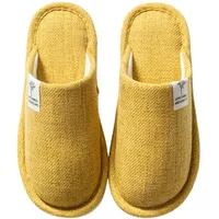 Generisch Hausschuhe Winter Leinenpantoffeln Atmungsaktive Gästepantoffeln Indoor Hausschuhe rutschfest Für Damen Herren Hause Hotel (Yellow, 41) - 41 EU