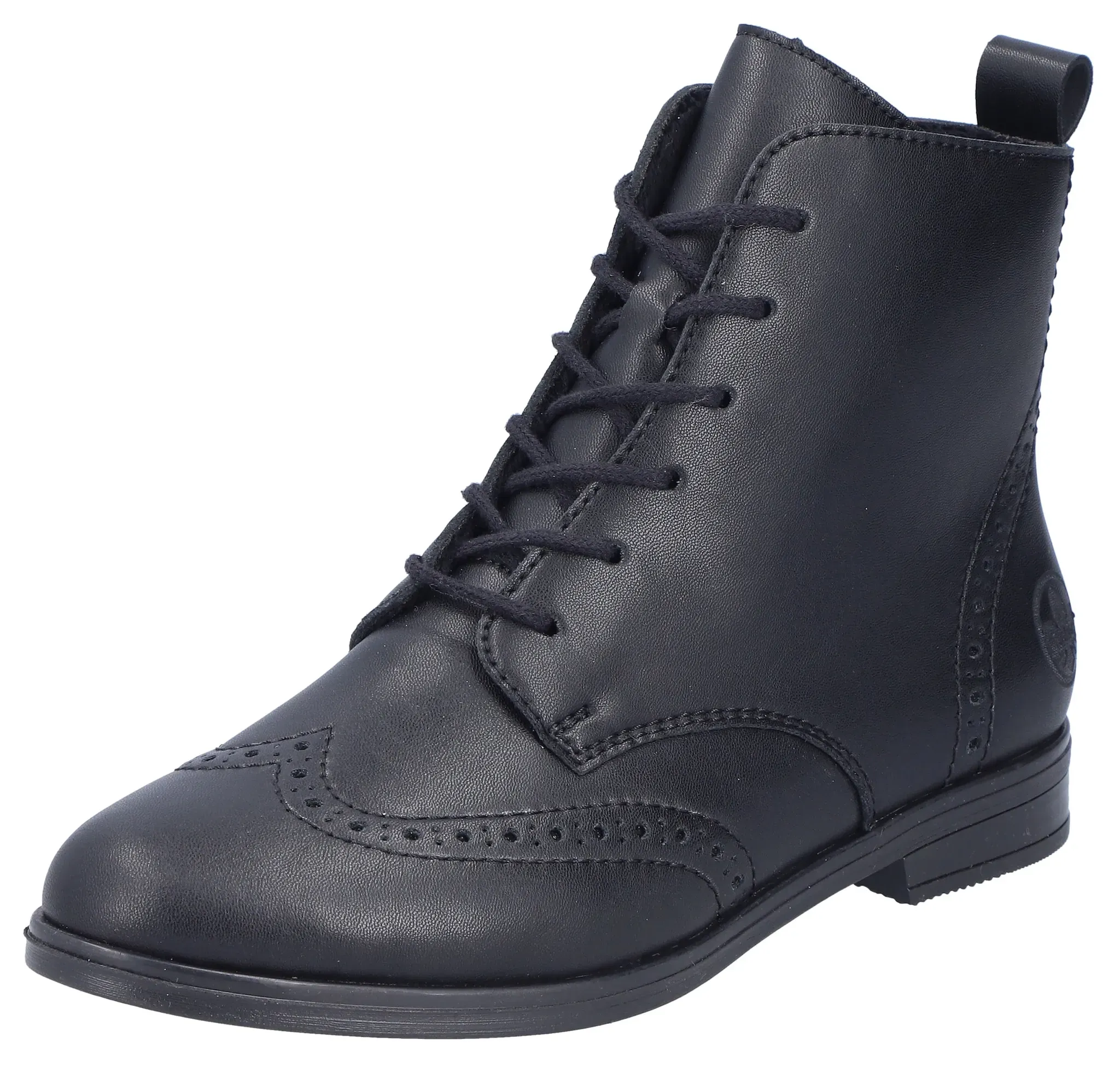 Schnürstiefelette, Schnürboots, Blockabsatz, mit Anziehlasche, Gr. 43, schwarz, , 95025744-43