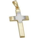 Gallay Kreuzanhänger Anhänger 21x14mm Kreuz bicolor 9Kt GOLD (1-tlg) bunt