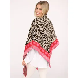 Zwillingsherz "Micha", Damen, pink, Baumwollmischung, Modetücher, Mode Tuch, Leomuster mit Herzen und Schrift, vielseitig tragbar