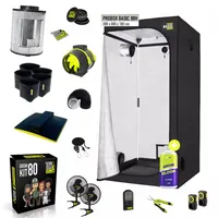 Garden Highpro - Growzelt Komplettset 80x80x180cm Anbau Set mit LED Vollspektrum Grow Lampe mit Ventilator Abluft Aktivkohlefilter Growzelt Anzucht Gewächshaus Grow Tent Complete Set