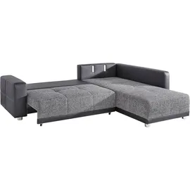 Jockenhöfer Eckcouch Baumwolle/Kunstleder 3-Sitzer Schwarz