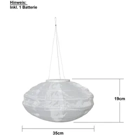 Star Trading Lampion Solar 35 x 19 cm 1 Stück weiß