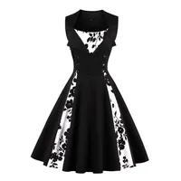 Axoe Damen 50er Jahre Cocktailkleid Rockabilly Elegantes Faltenrock Festliches Partykleider Vintage Kleid Audrey Hepburn Abendkleider mit Polka Dots Knielang, Schwarz-polka Dots, L (40/42 EU) - L