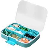 Tablettenbox, 9 Fächer Pillendose, Pillenbehälter & Reise Pillenorganisator, Extra Großer und Wasserdichte Medikamentenbox, für Reise & Täglichen Gebrauch, 19,5 x 14,5 x 3,9 cm