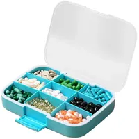 Tablettenbox, 9 Fächer Pillendose, Pillenbehälter & Reise Pillenorganisator, Extra Großer und Wasserdichte Medikamentenbox, für Reise & Täglichen Gebrauch, 19,5 x 14,5 x 3,9 cm