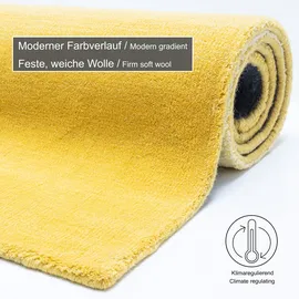 THEKO Wollteppich Wool Comfort gelb ¦ Wolle ¦ Maße (cm): B: 60 H: 1,4