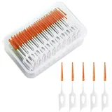 VIKSAUN 200 Stück Interdentalbürste, Weiche Silikon adaptive Interdentalbürste, Zahnstocher Zahnreinigung Zwischenräume, Tragbarer Dual-Use Zahnseide Stick für Reiniger Werkzeug (Orange)