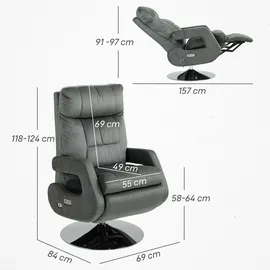Homcom Relaxsessel Textil 69 x 124 x 84 cm Dunkelgrau elektrisch drehbar