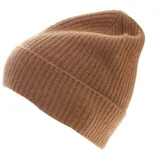 Zwillingsherz Strickmütze Zwillingsherz Ribbed Beanie 100% Kaschmir mit breitem geripptem Umschlag braun